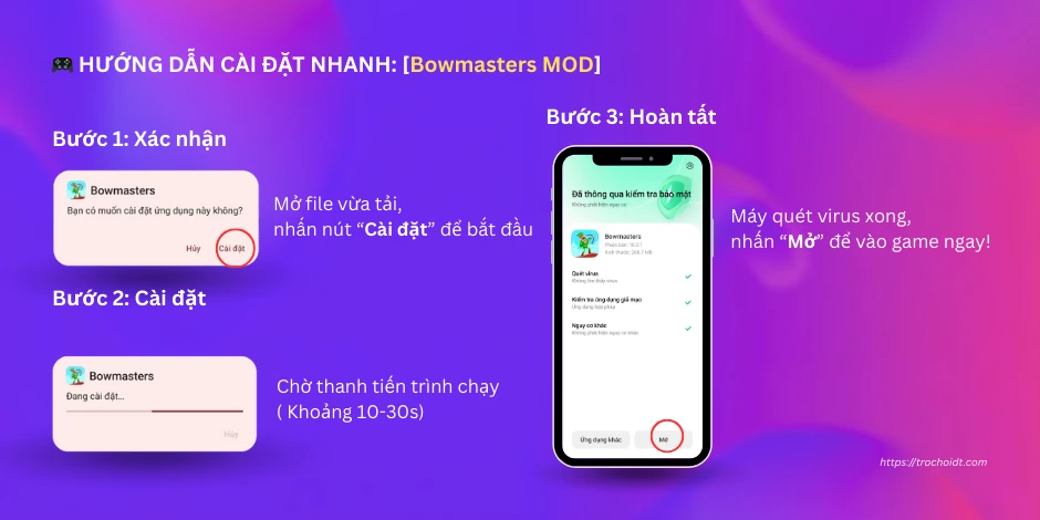 Hướng dẫn cài đặt game Bowmasters MOD
